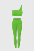One-Shoulder Laser Cut Sports Bra & V-Waist Laser Cut Sports Legging