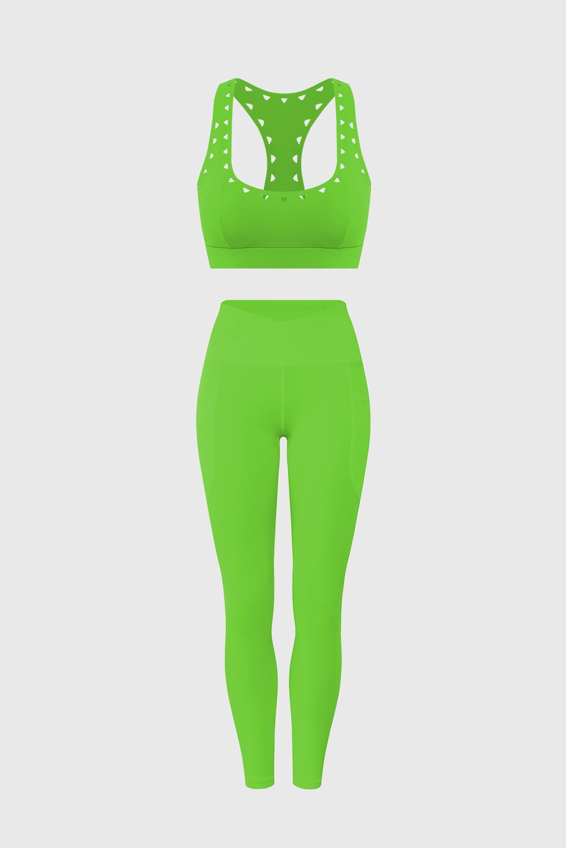 Racerback Laser Cut Sports Bra & V-Waist Utility Legging