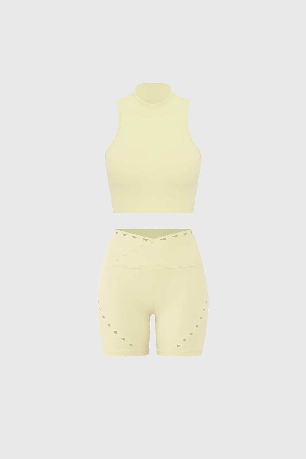Diamond Cutout Mock Neck Bra & V-waist Laser Cut Sports Short