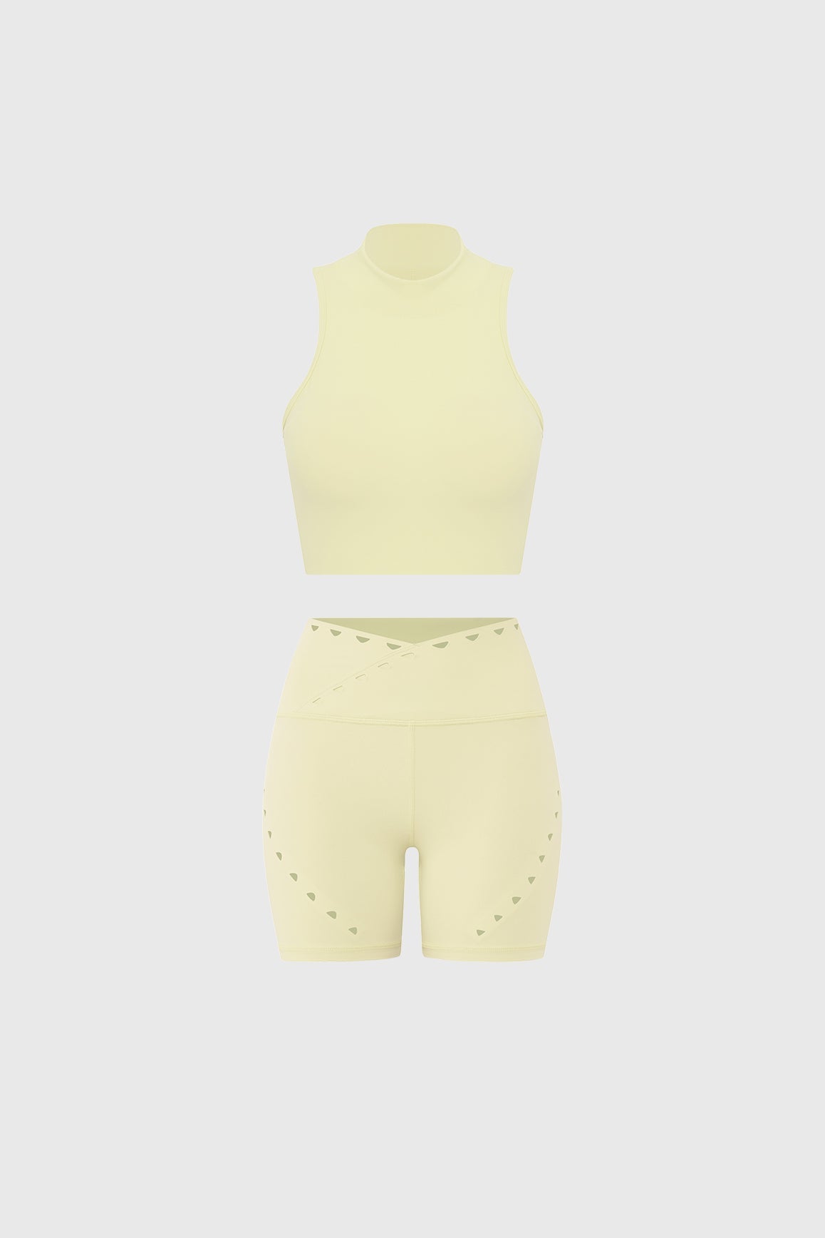 Diamond Cutout Mock Neck Bra & V-waist Laser Cut Sports Short