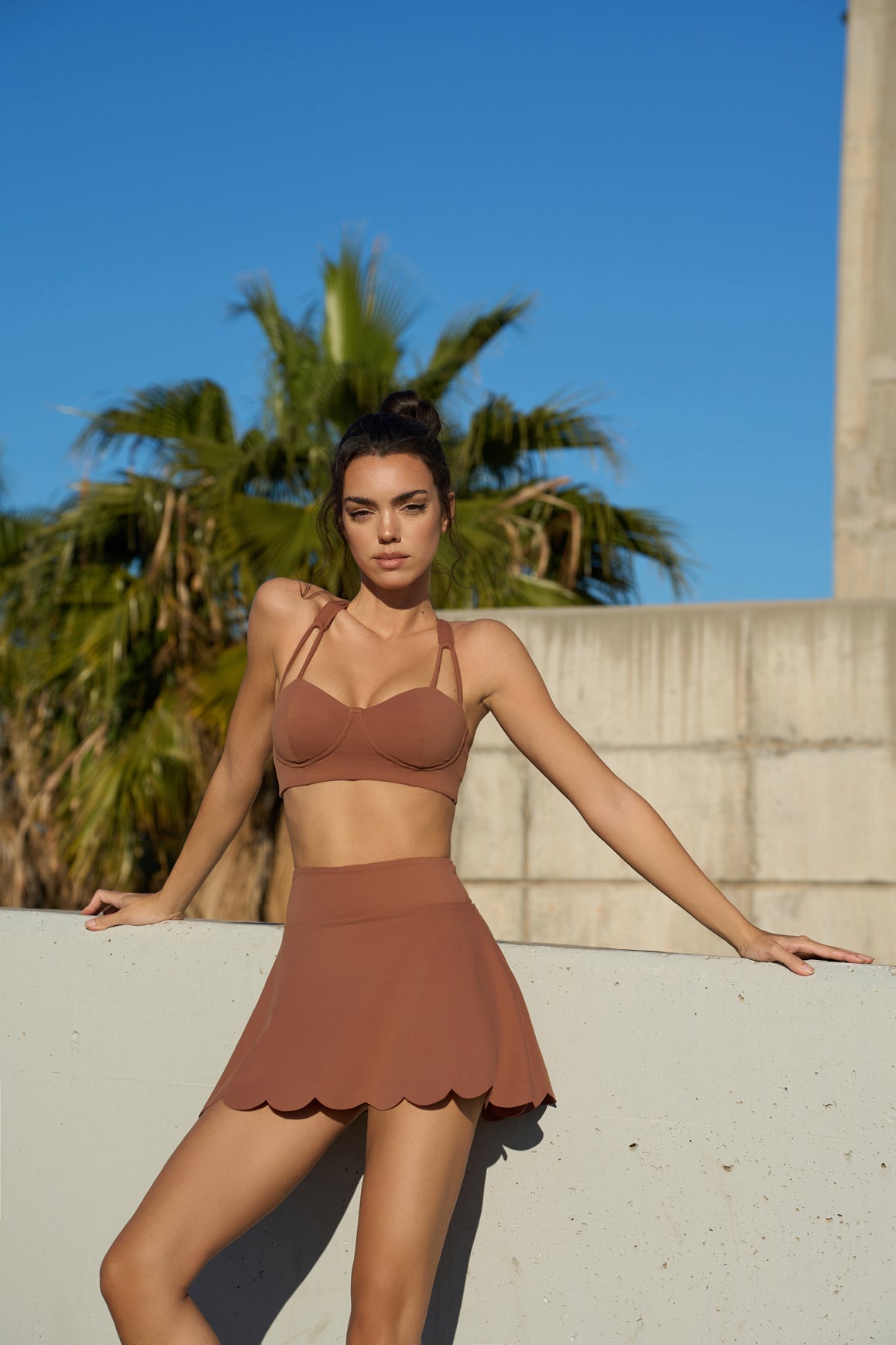 WISKII Strappy Bra & High-Waist A-line Tennis Skirt