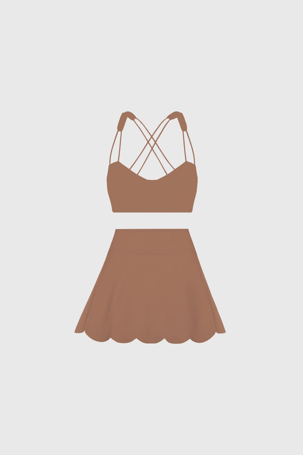 WISKII Strappy Bra & High-Waist A-line Tennis Skirt
