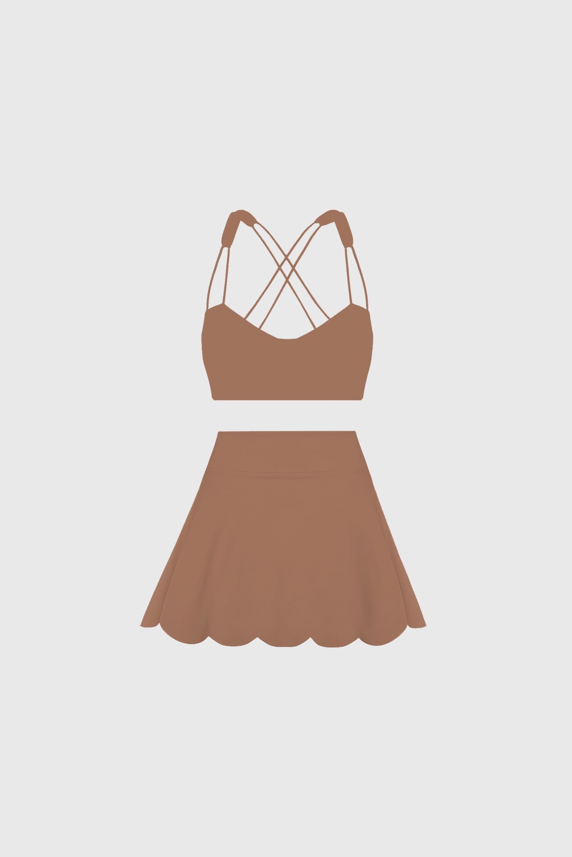 WISKII Strappy Bra & High-Waist A-line Tennis Skirt