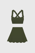 Cross Back Sports Bra & High-Waist A-line Tennis Skirt