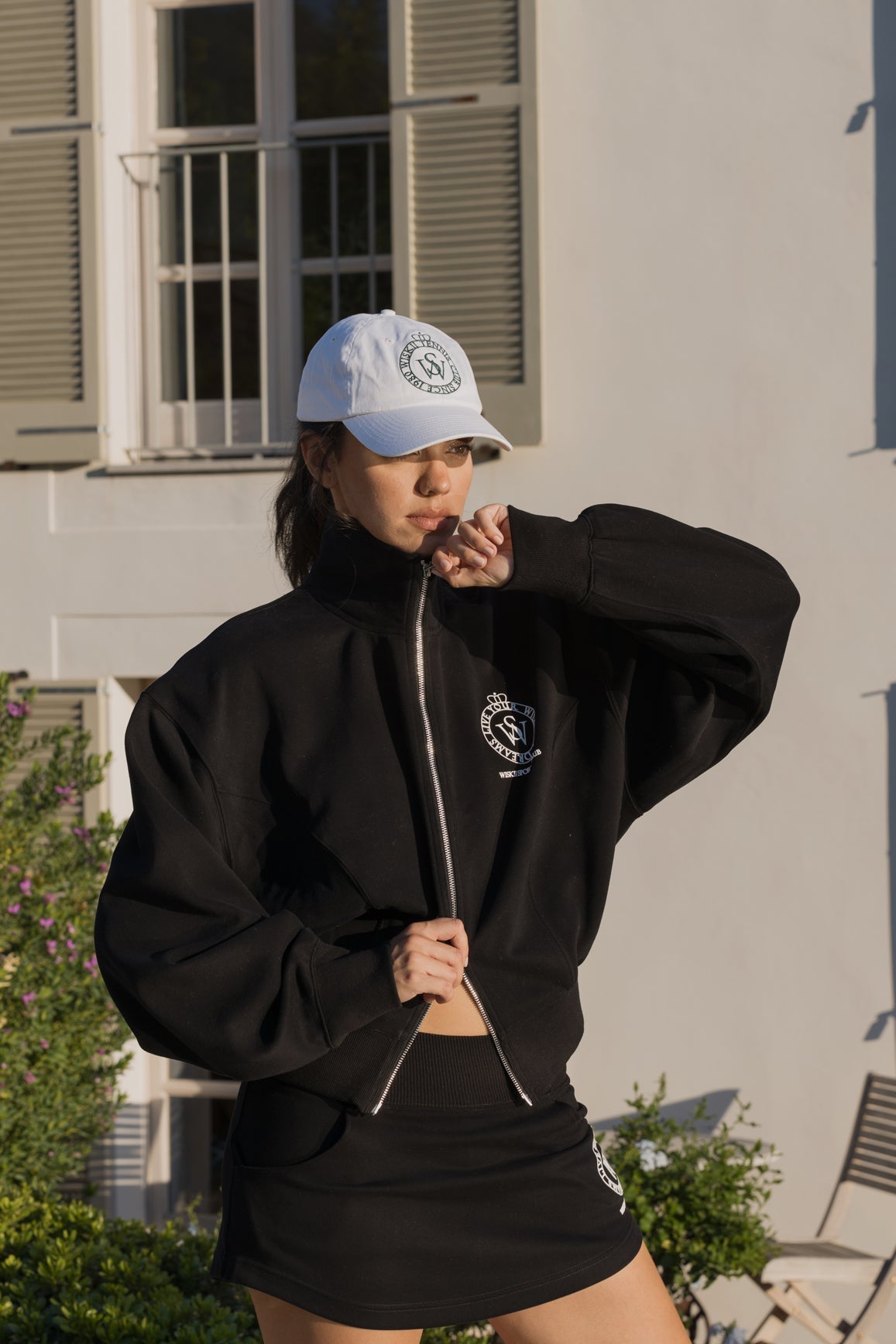 WISKII Two-Way Zipper Jacket & Stylish Ease Mini Sweat Skirt