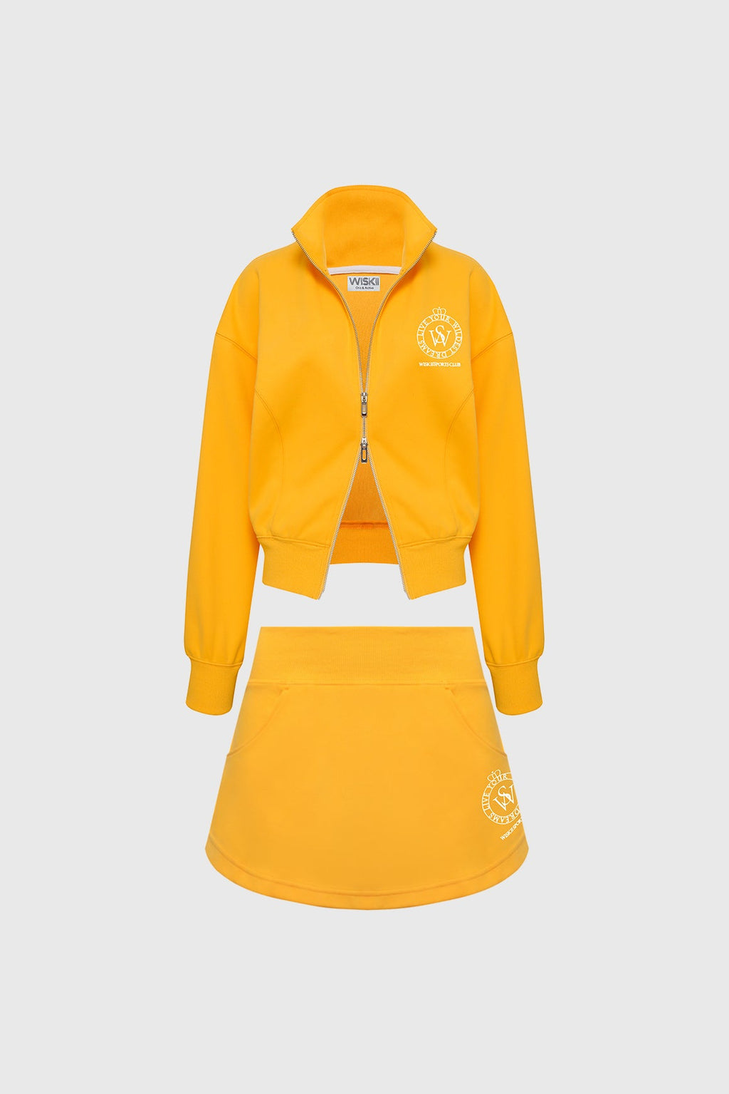 WISKII Two-Way Zipper Jacket & Stylish Ease Mini Sweat Skirt
