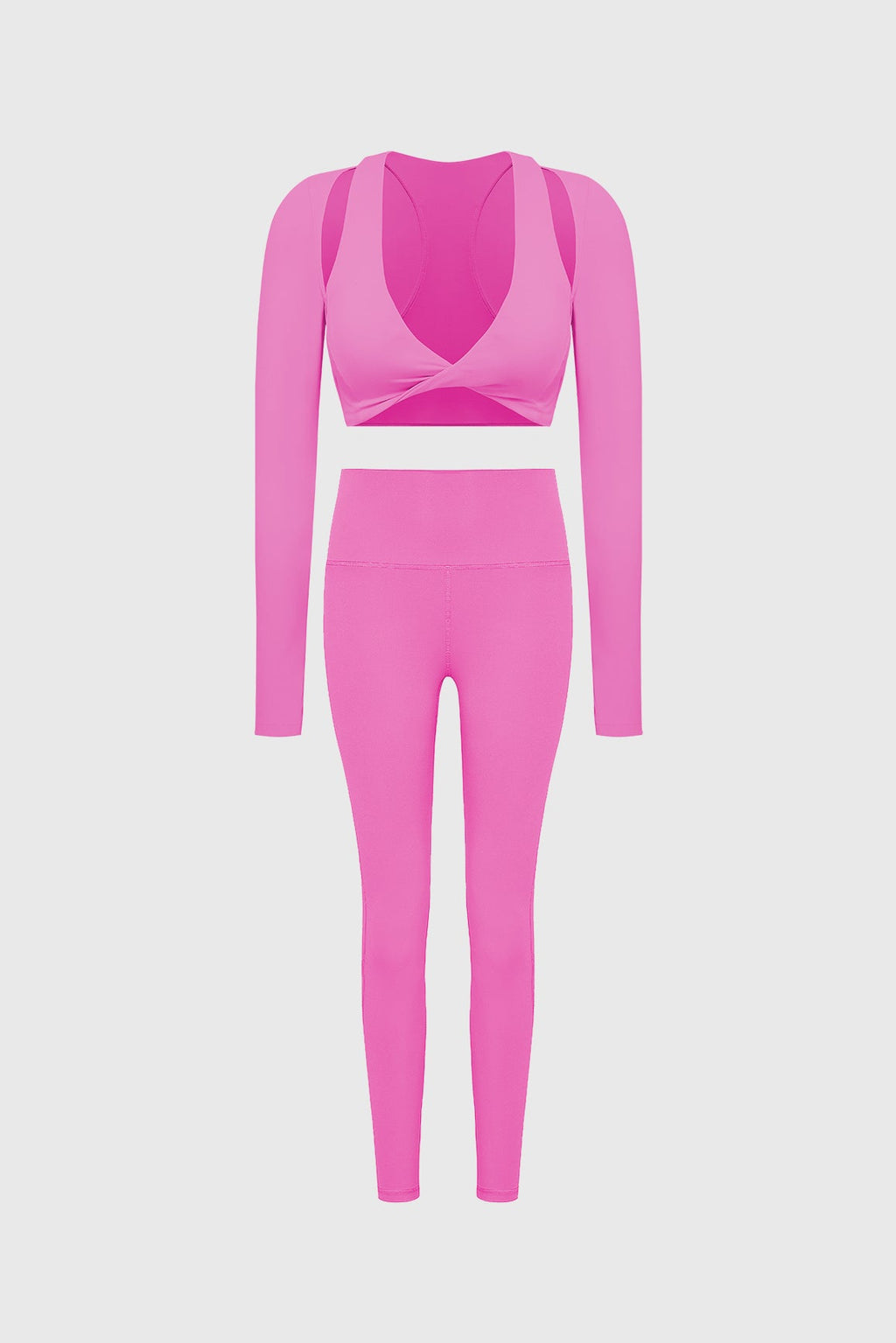 Twist-Front Shoulder Cut Crop Top & High-waist Training Legging