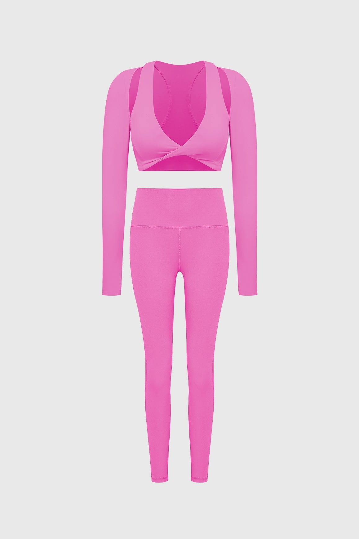 Twist-Front Shoulder Cut Crop Top & High-waist Training Legging
