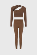 Asymmetrical Long Sleeve Crop Top & V-waist Yoga Legging