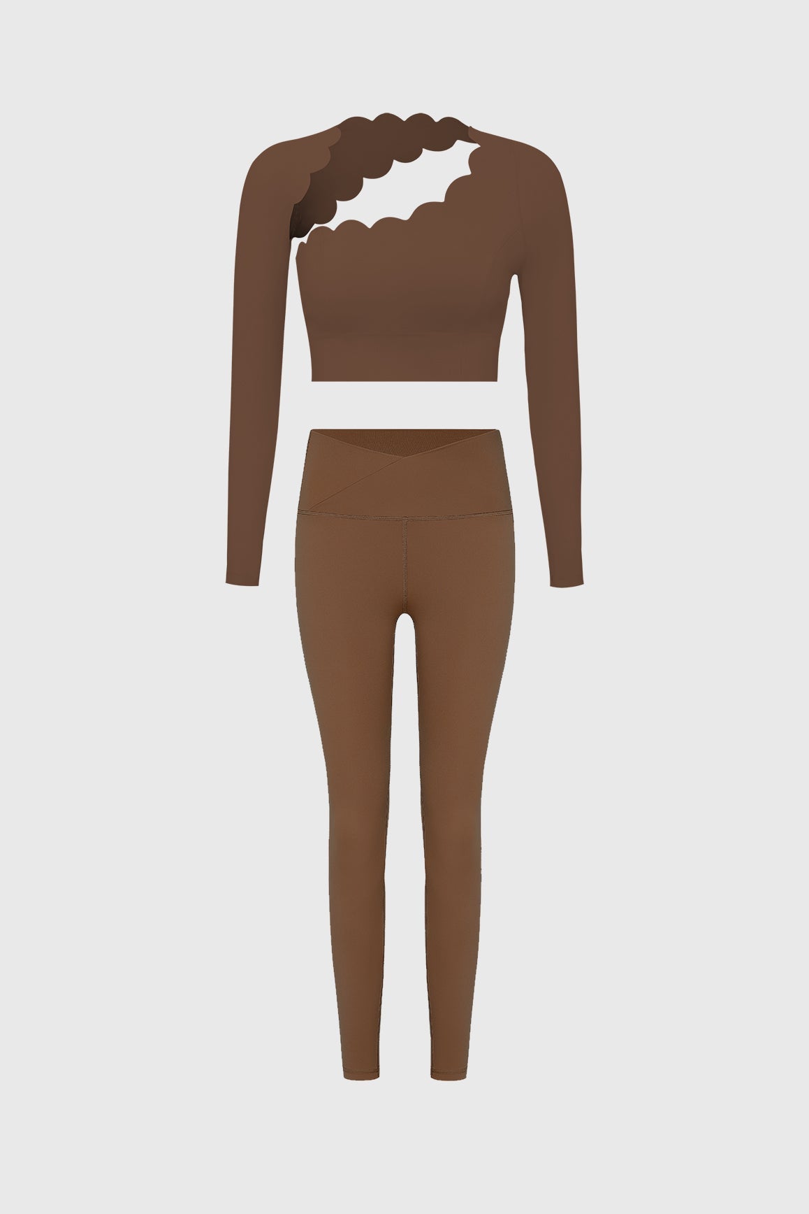Asymmetrical Long Sleeve Crop Top & V-waist Yoga Legging