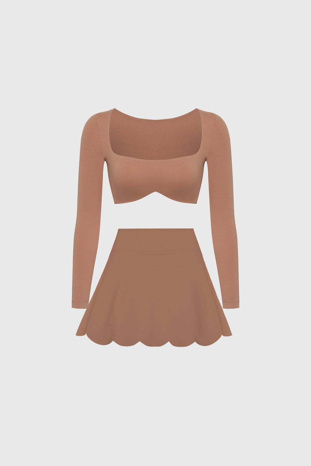WISKII Long Sleeve Bra & High-Waist A-line Tennis Skirt