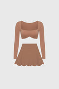 WISKII Long Sleeve Bra & High-Waist A-line Tennis Skirt