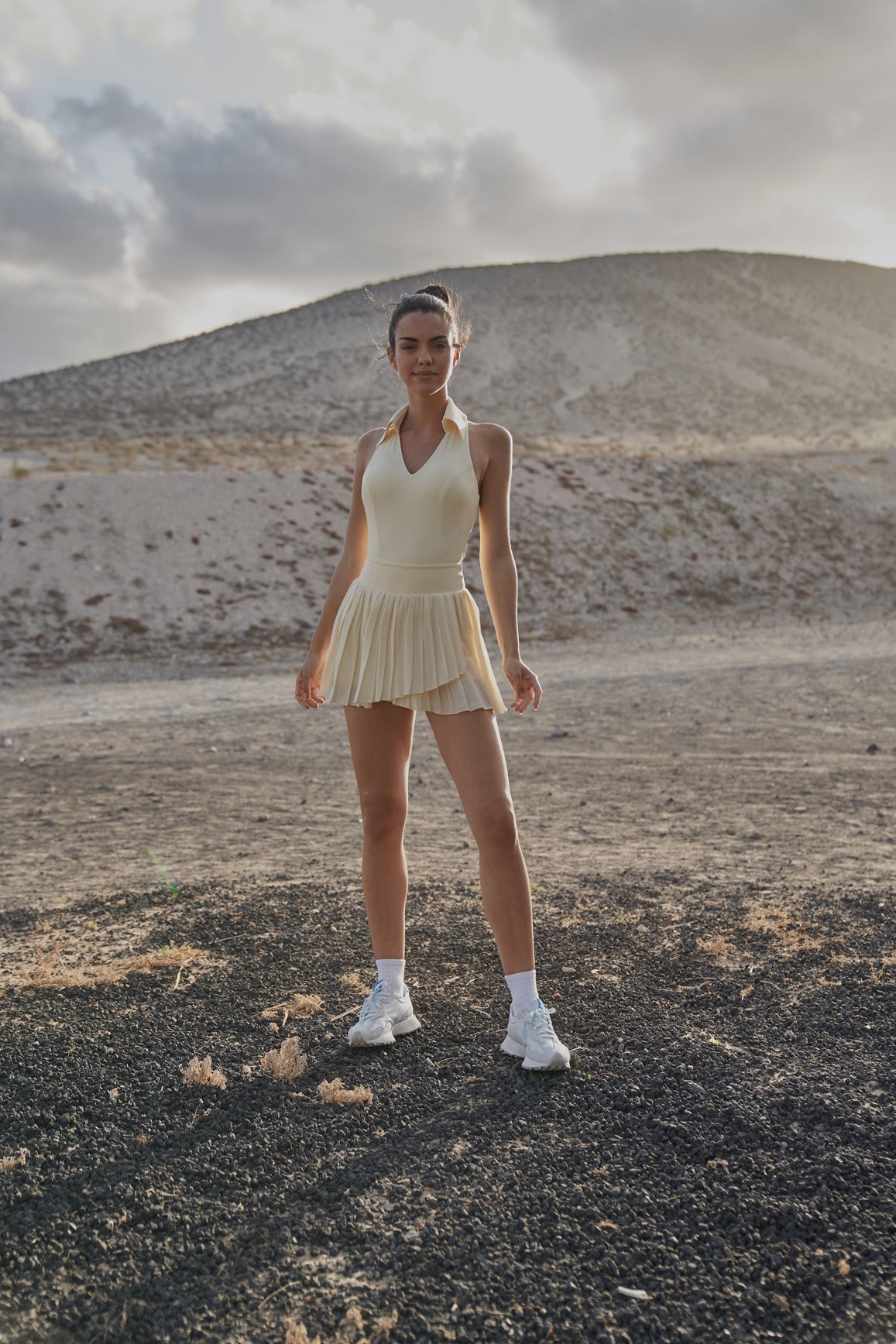 Sleeveless Polo Tank Top & WISKII Pleated Skirts