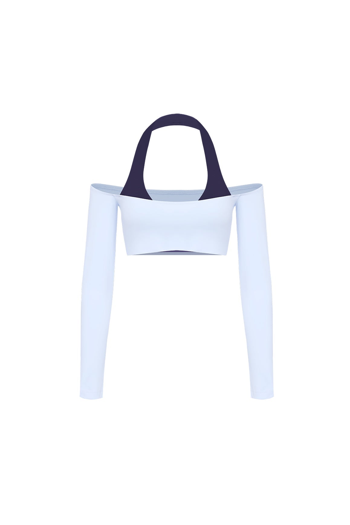 Off-Shoulder Colorblock Long Sleeve Crop Top