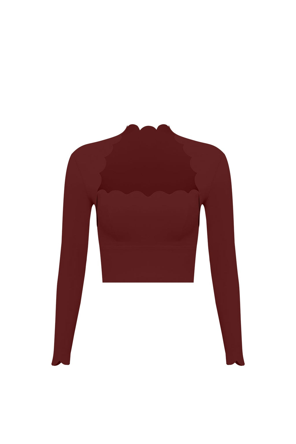 Scallop Cropped Long Sleeve Top