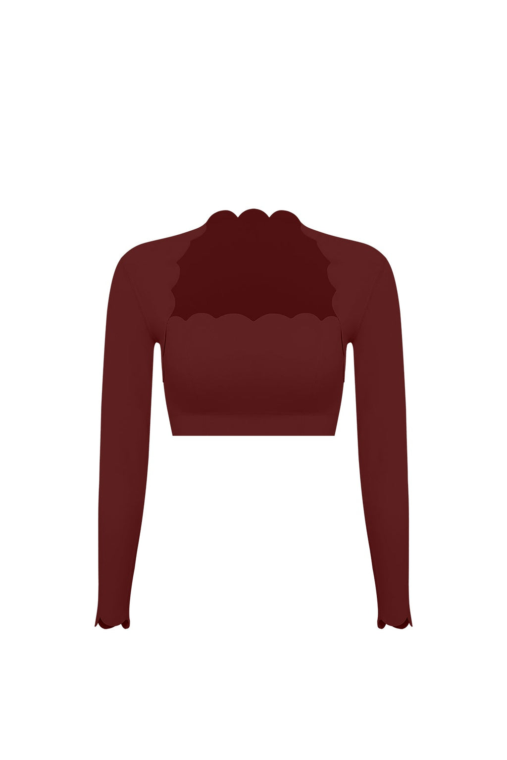 Scallop Cropped Long Sleeve Top