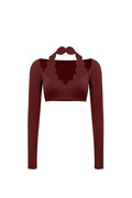 Long Sleeve Scallop Crop Top