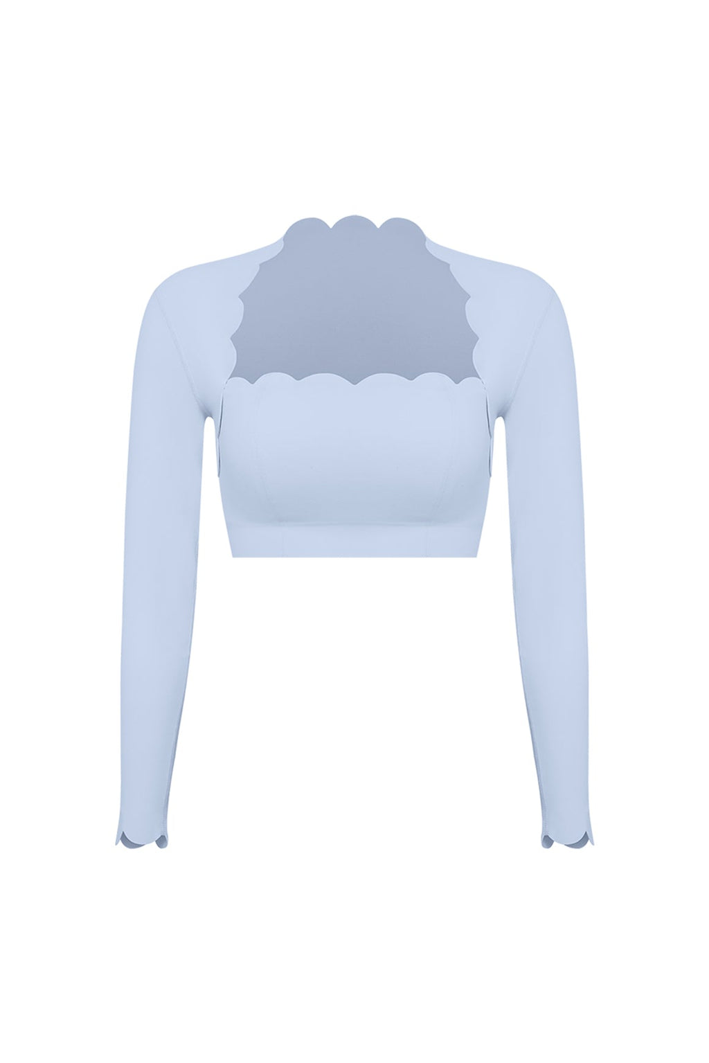 Scallop Cropped Long Sleeve Top