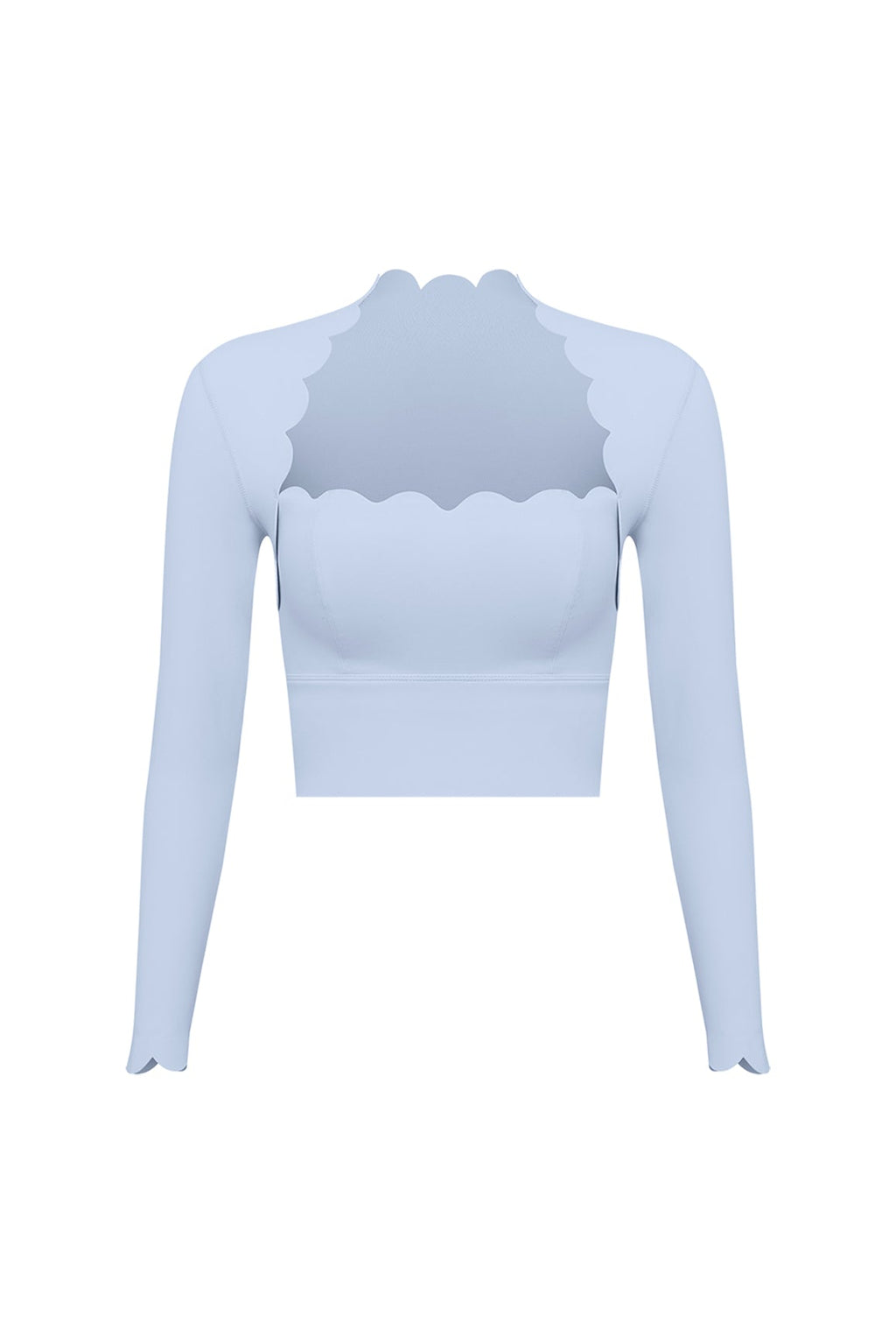 Scallop Cropped Long Sleeve Top