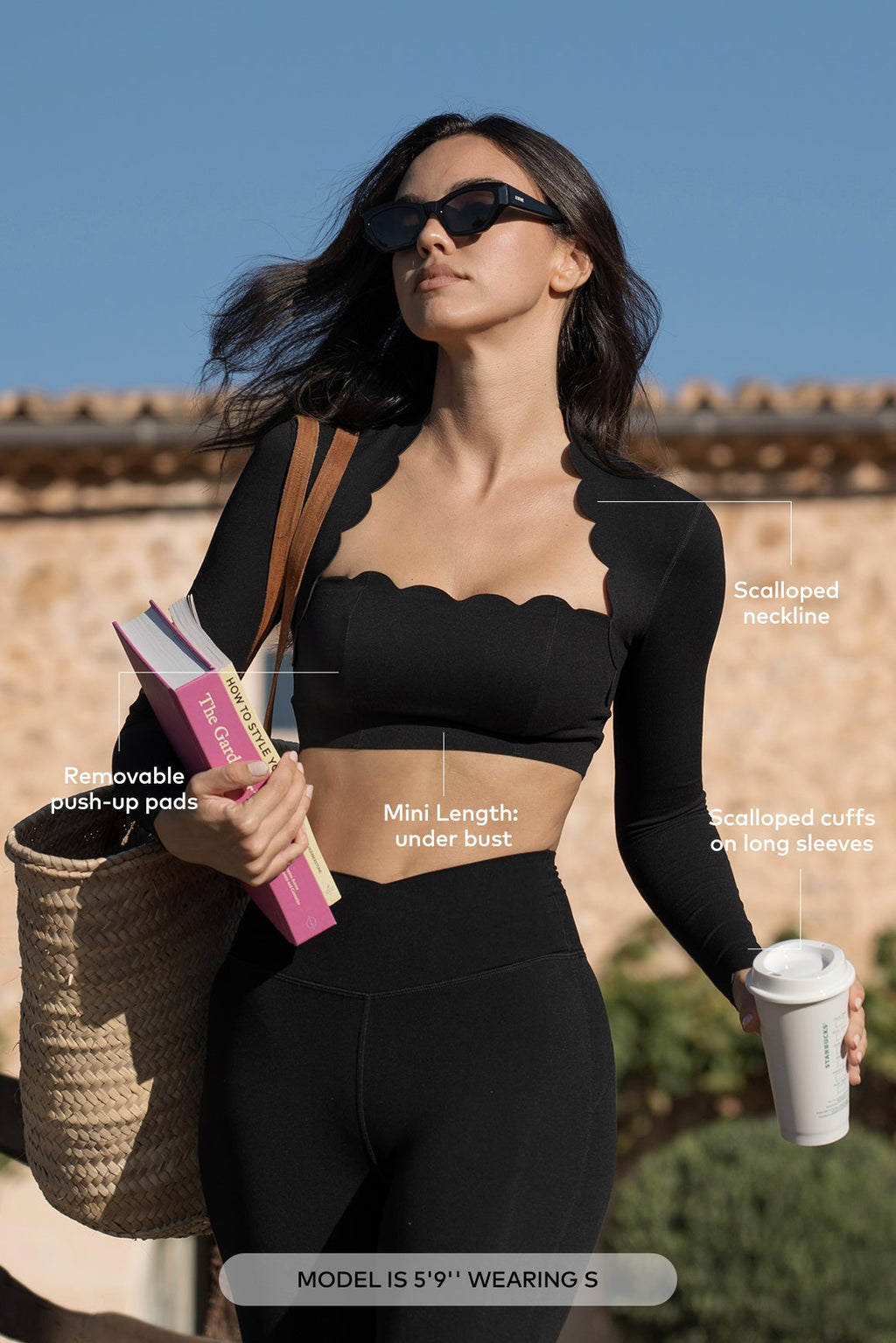 Scallop Cropped Long Sleeve Top