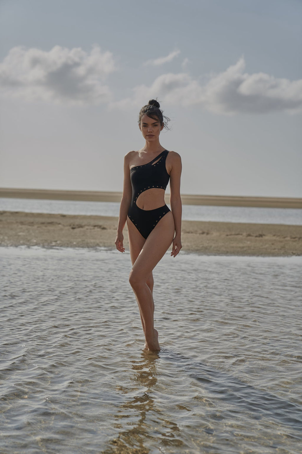 One Shoulder Laser Cut Swimsuit